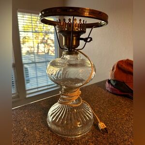 Vintage Glass Oil Lamp Base